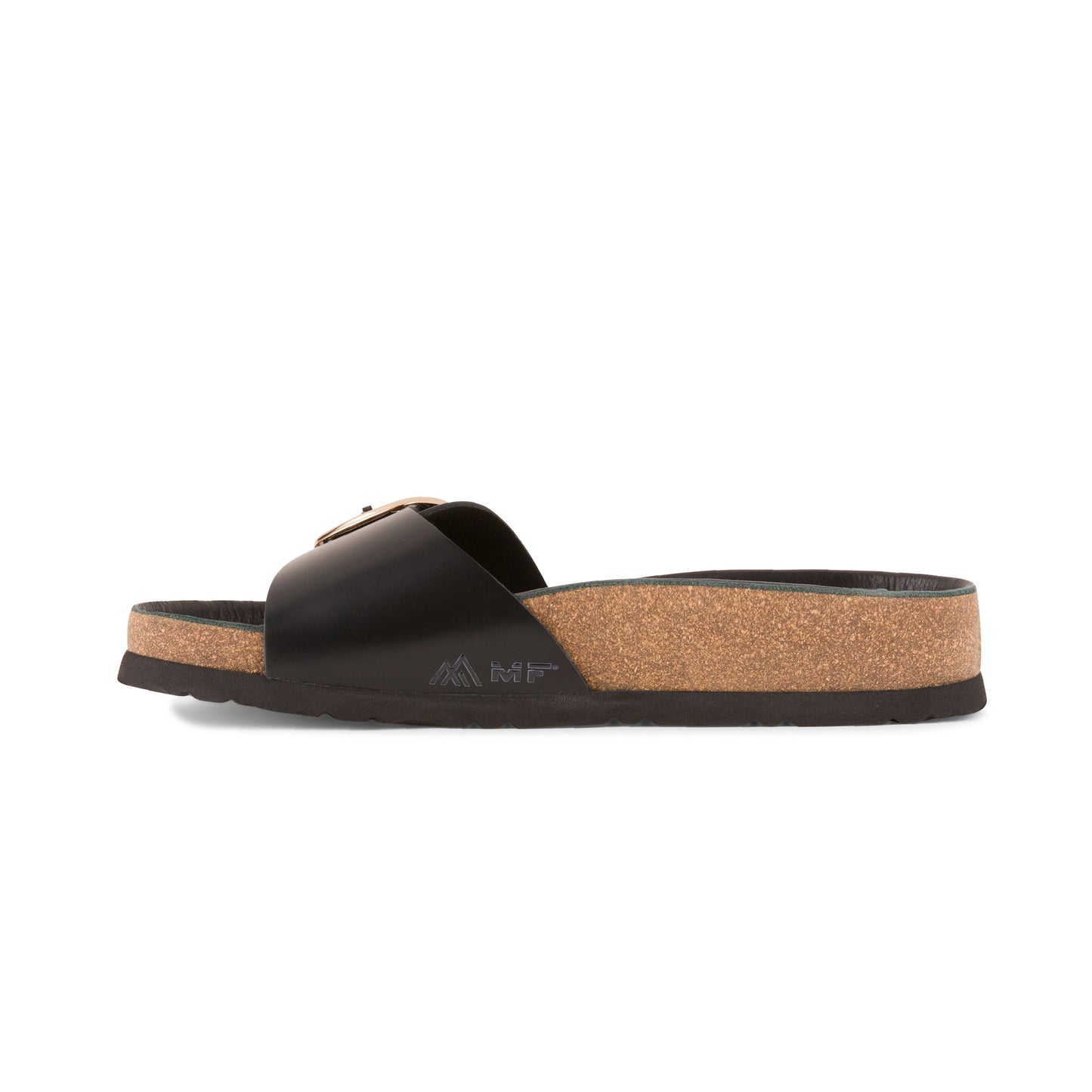 Women's Leather Sandals - Black Patent Strap.