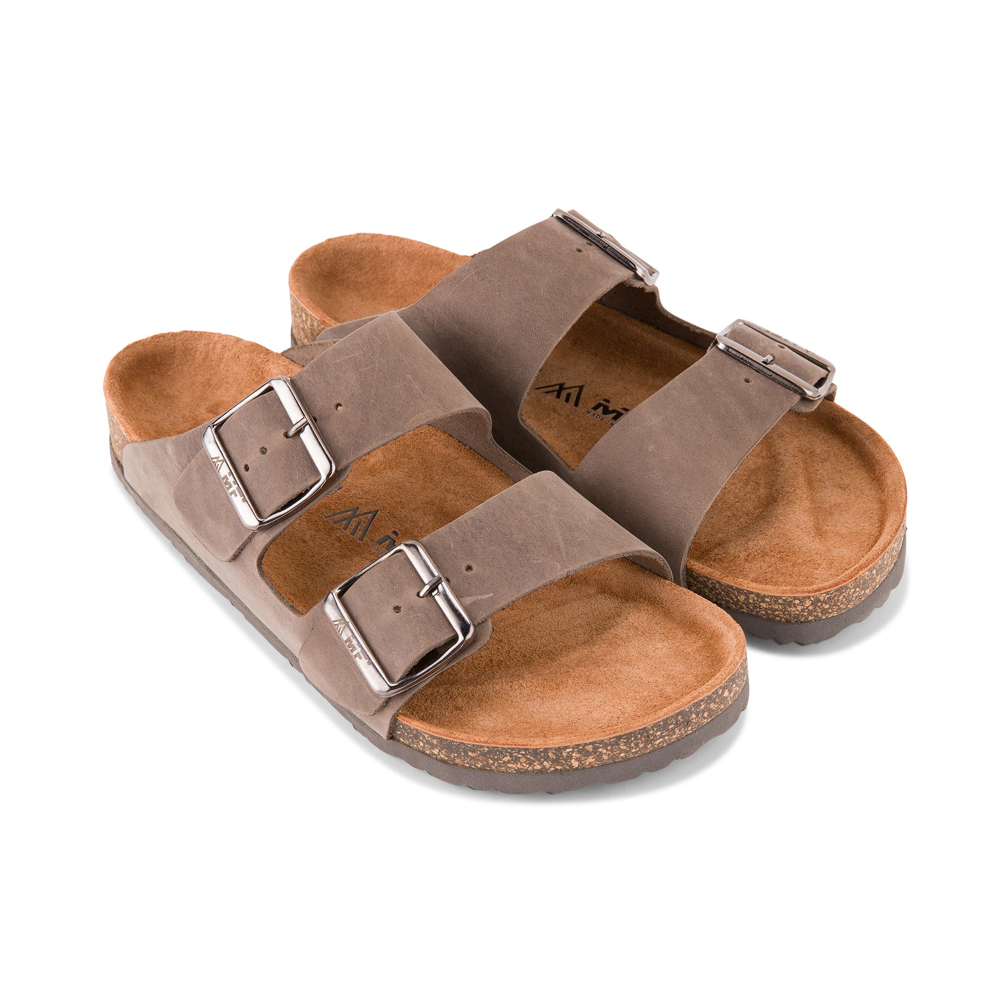 Men's Leather Sandals - Grey Straps