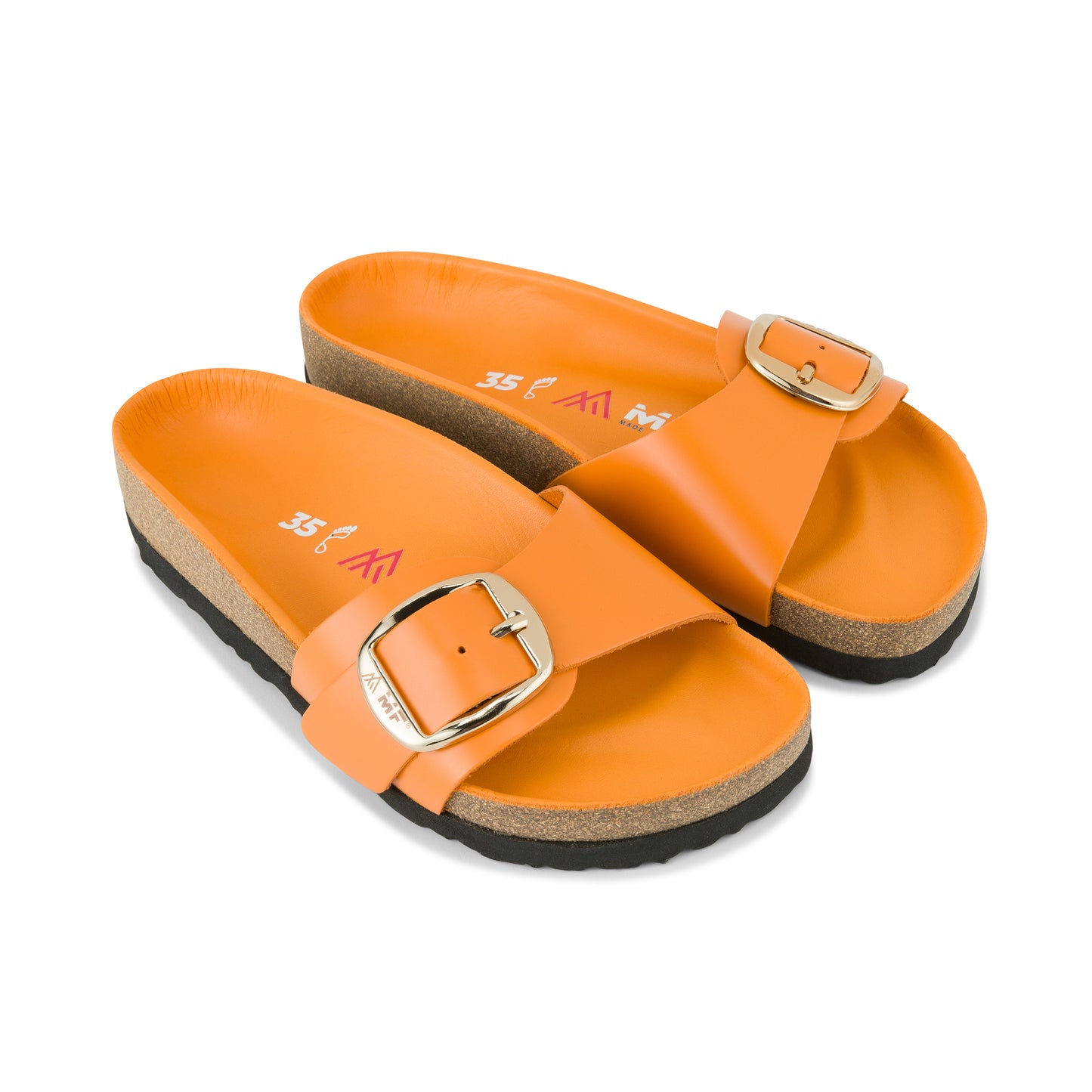 Women's Leather Sandals - Orange Strap
