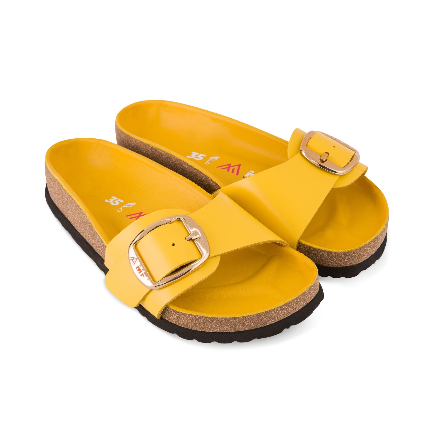 Women's Leather Sandals - Yellow Patent Strap