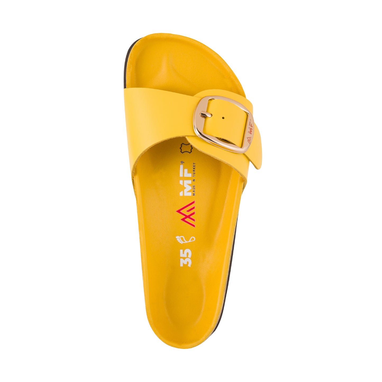 Women's Leather Sandals - Yellow Patent Strap